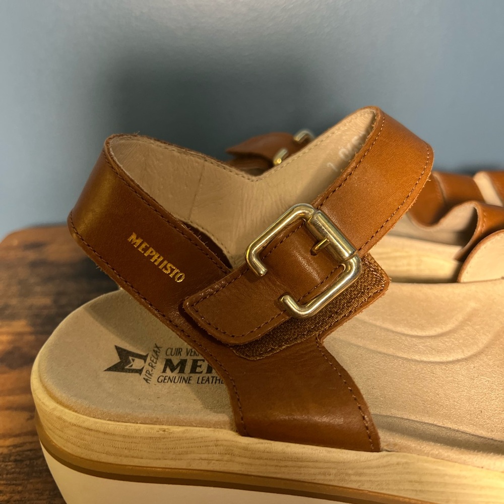 Brand New Mephisto Brown Leather Air Relax Sandals - Picture 4 of 7
